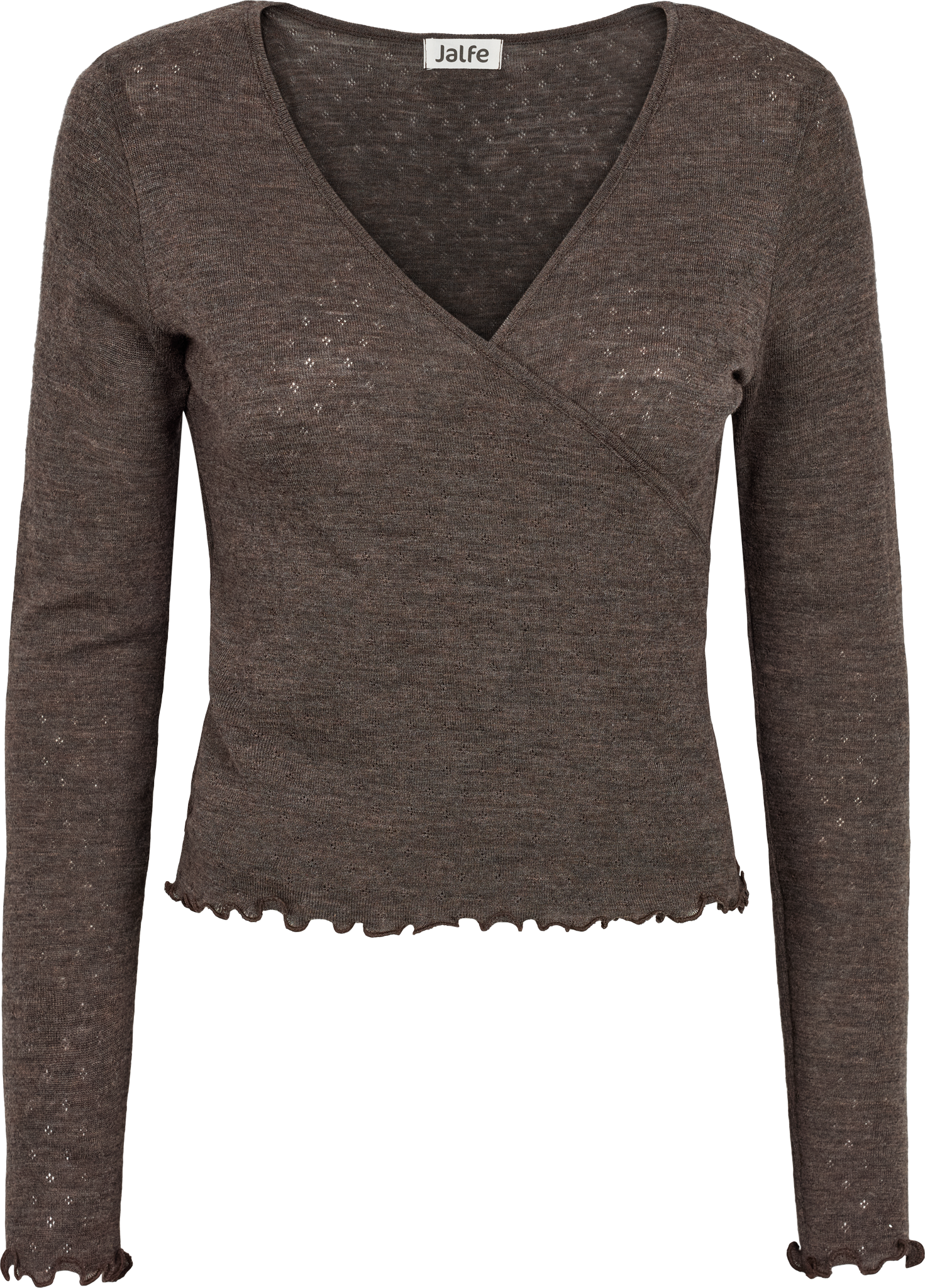 Wrap shirt eyelet merino
